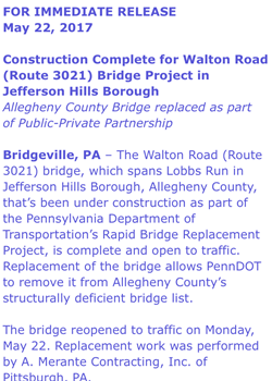 The Walton Road Construction Project is Complete