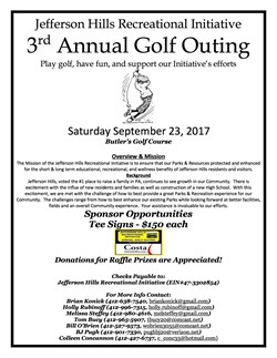 Jefferson Hills Recreational Initiative to Host 3rd Annual Golf Outing